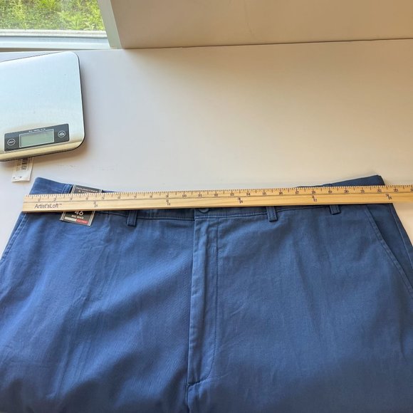 Roundtree & Yorke NEW Classic Fit Flat Front Shorts Blue Chino Cotton - Size 46 - Picture 5 of 7